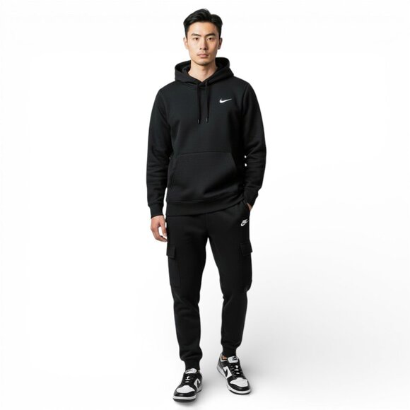 Nike Club Fleece 2 Piece Sweatsuit Mens Size 2XL Cargo Tracksuit Black NSW NWT